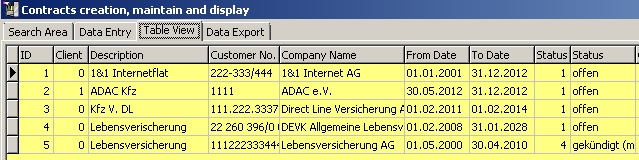 Contracts in Table-view